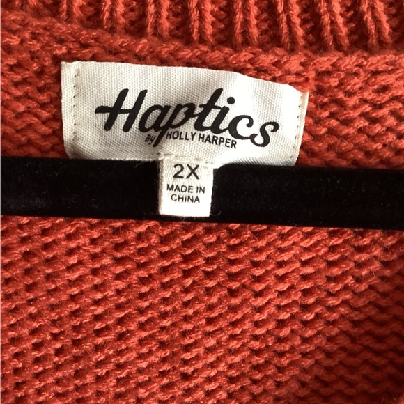 Haptics by holly harper boutique sweater, plus size 2x, striped, v neck - Picture 2 of 6
